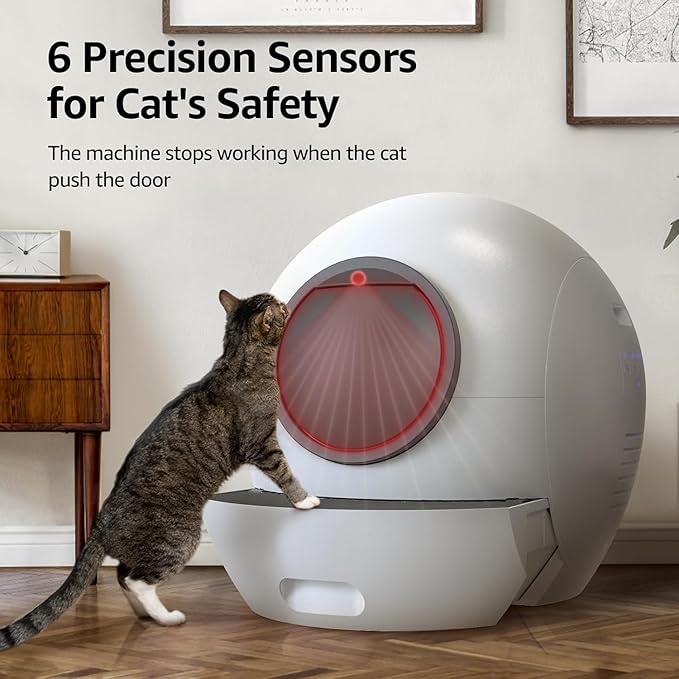 Self Cleaning Litter Box, Automatic Litter Box Self Cleaning for Multiple Cats, Extra Large Robot Cat Litter with Safety Sensor Protection, Odor Removal, Smart APP Control, Litter Tracking Pedal