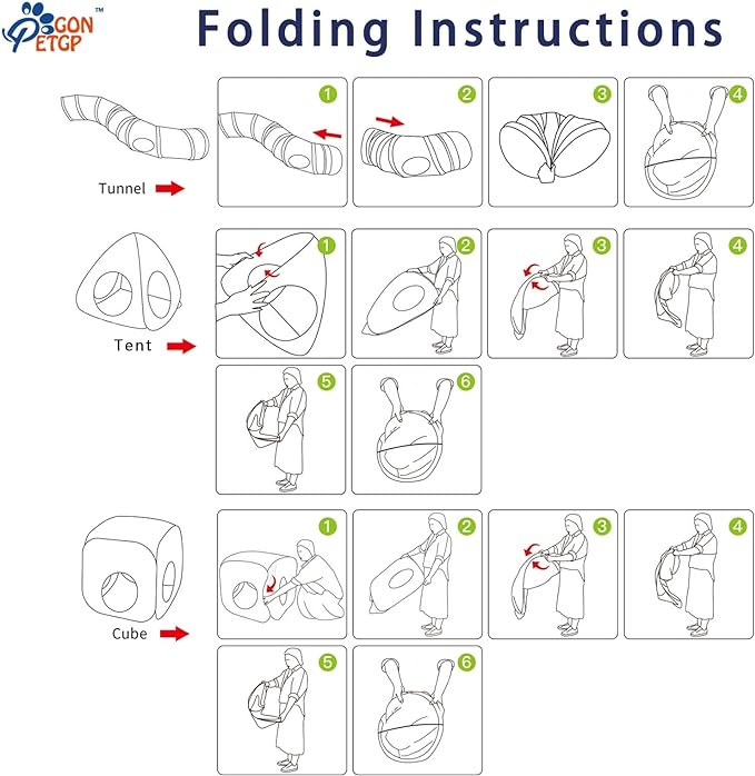 Cat Tunnels for Indoor Cats with Cube Tent Toys Combo, Pop Up Collapsible Crinkle Interactive Peek Hole, Cat Tube with Play Ball and Bell for Kitten, Puppy, Kitty, Rabbit - Set of 3