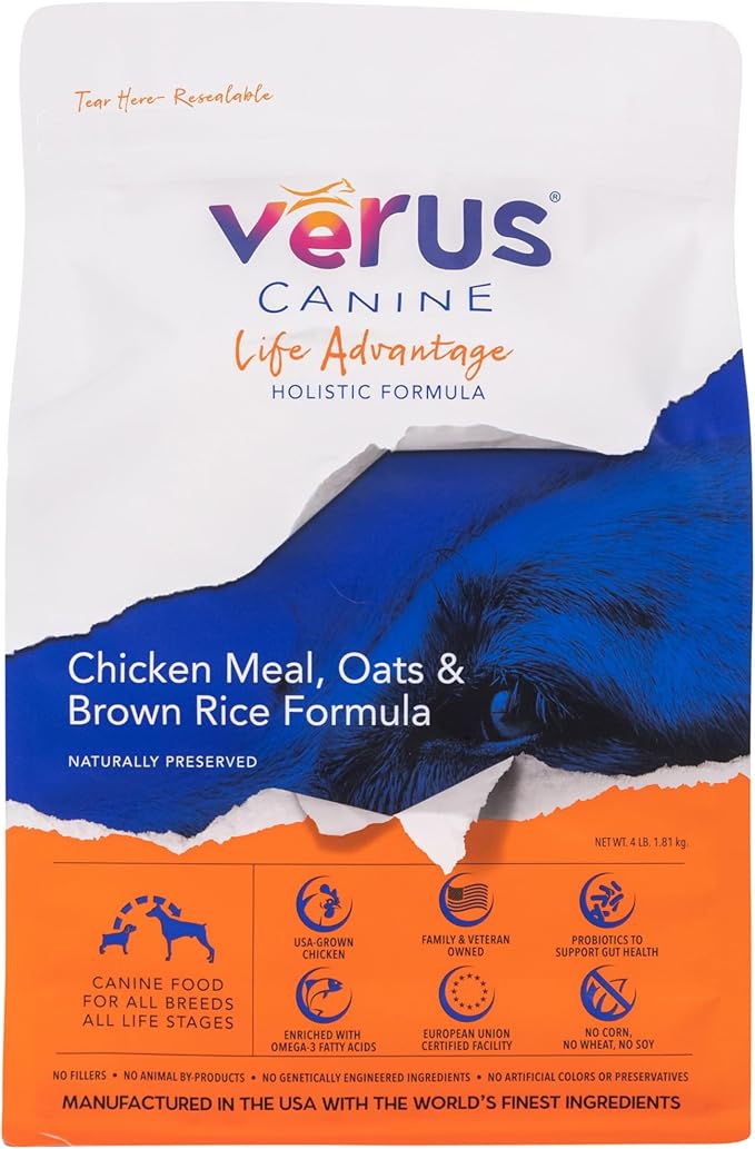 VeRUS Pet Foods Dry Dog Food Chicken, Life Advantage Formula 4lb Bag