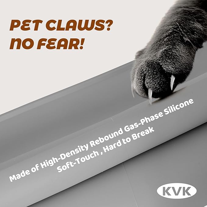 KVK Dog Food Mat, 39.4×29.5in Extra Large Silicone Pet Feeding Mat - Waterproof, Non - Slip, Chew - Resistant for Food & Water, Protect Floors (Light Gray)