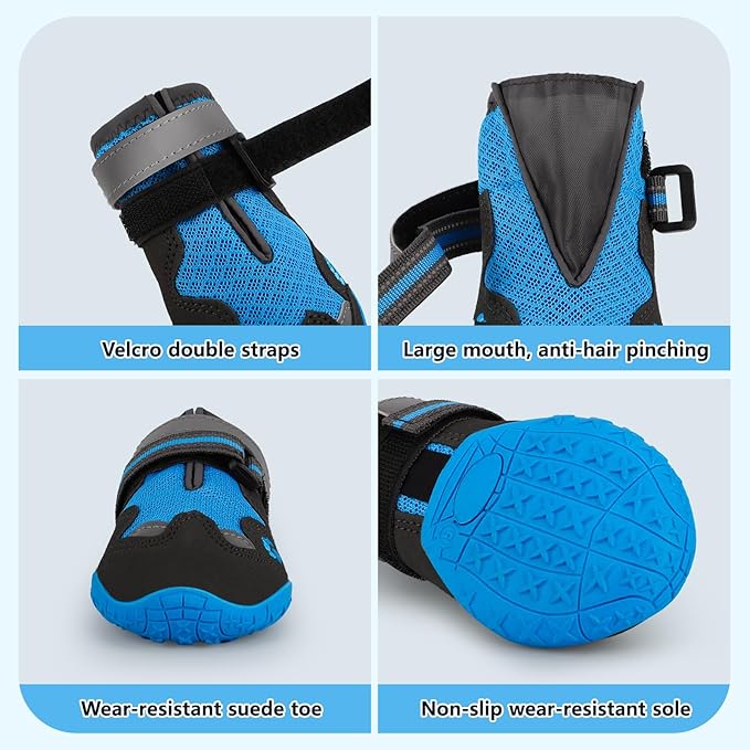 Dog Shoes for Large Medium Small Dog, Mesh Breathable Dog Shoes for Hot Pavement, Anti-Slip Dogs Boots Paw Protectors with Reflective for Outdoor Walking Indoor Hardfloors (Size 5)