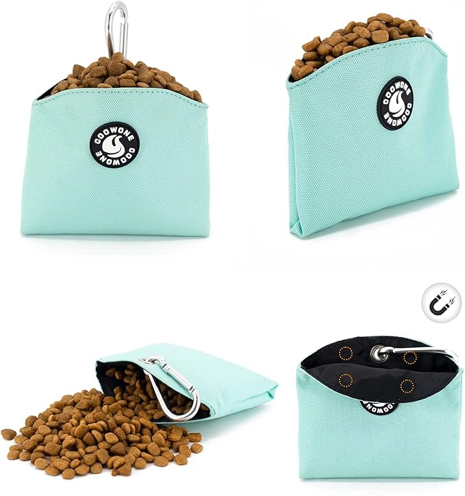 COOWONE Dog Treat Pouch Magnetic Closure Small Dog Training Treat Pouch Pocket Sized Small Dog Treat Pouch with Clip (mint green)