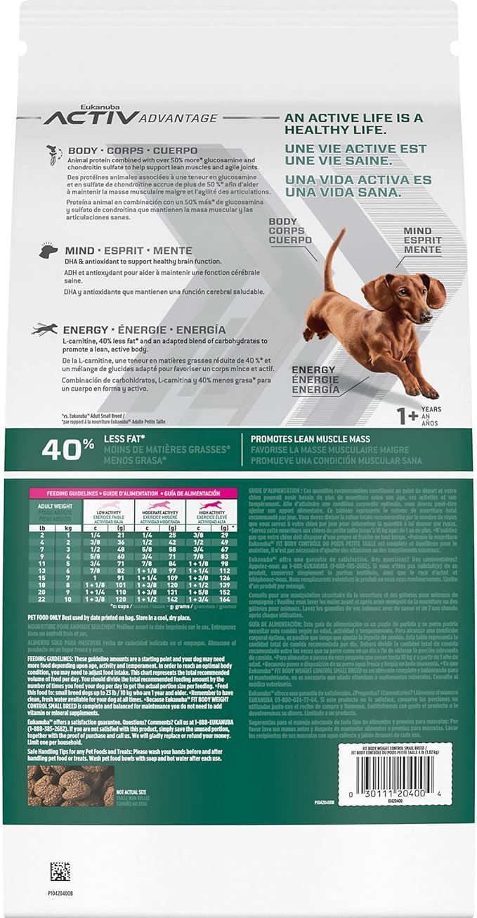 Eukanuba Fit Body Weight Control Small Breed Dry Dog Food, 15 lb