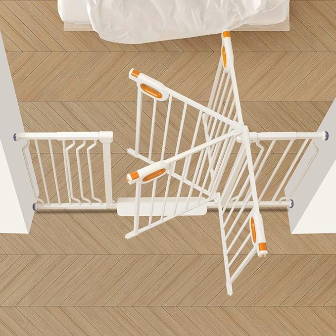 Owlie Adjustable Safety Gate for Stairs - 29-57'' Wide, 30.5'' Tall, No Drilling, Pressure Mount, White