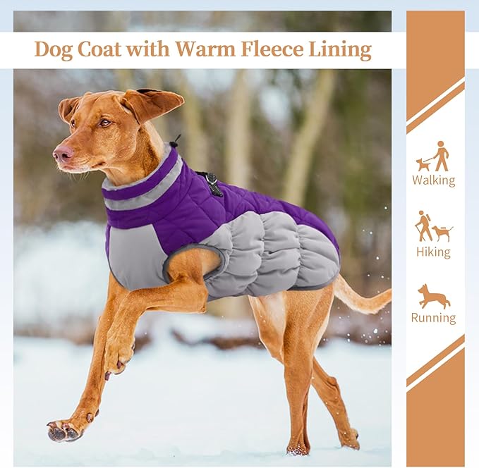 Dog Winter Jacket Cozy Reflective Waterproof Windproof Warm Pet Garment,Comfortable Cold Weather Fleece Apparel Outfits with Zipper Closure for Small Medium Large Dogs Puppy Walking,XXX-Large