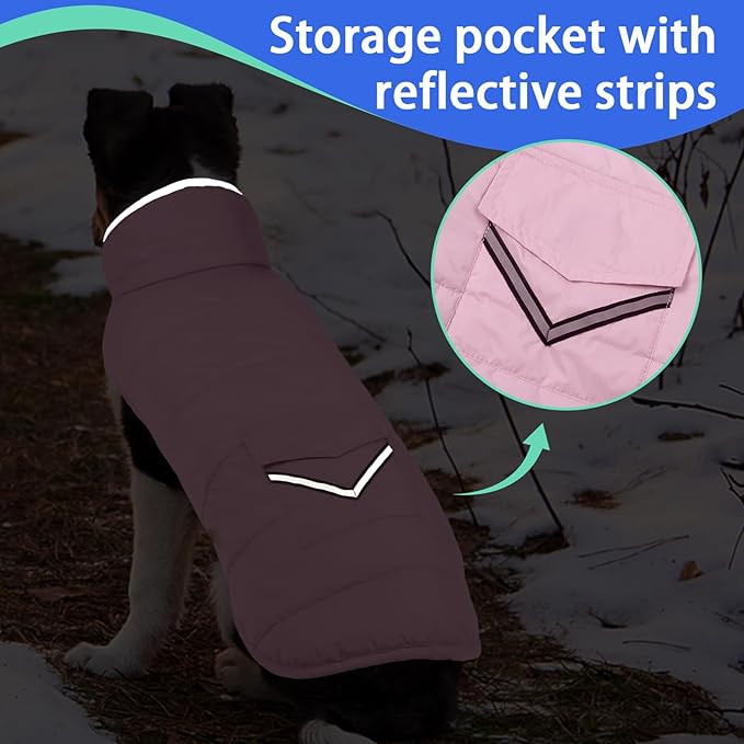 MIGOHI Warm Dog Coat - Winter Dog Jacket, Reflective Windproof Fleece Vest with Leash Hole and Furry Collar, LightPink,3XL