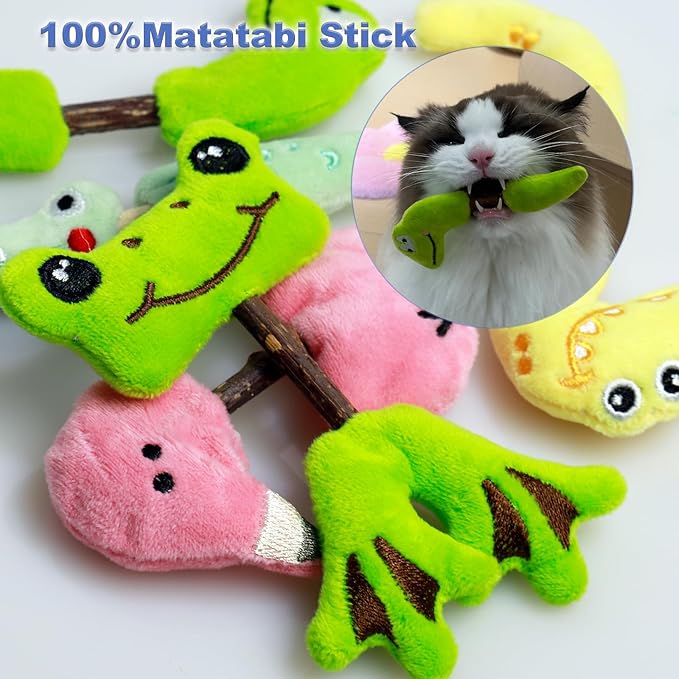 Interactive Cat Toys Set, Catnip and Silvervine Chew Sticks,Teeth Cleaning Toy, Spring Ropes Toy for Indoor Cats and Kittens (10 Pack)