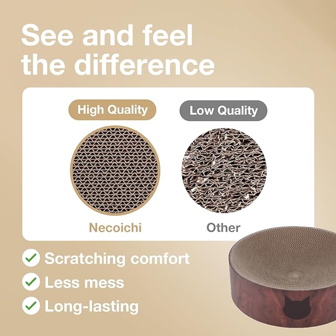Necoichi Cat Scratcher Bowl for Indoor Cats - Cat Scratching Lounger with Reversible Usability and Extra Comfort for Lounge, Cardboard Bed Couch / (Regular, Dark Cherry)