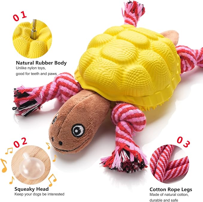 Multifunctional Rubber Dog Chew Toy for Middle, Large Dogs - Food Dispensing Puzzle Toy, Aggressive Chewer, Yellow