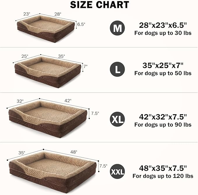 INVENHO Orthopedic Extra Large Dog Bed, XXL Waterproof Sofa Egg-Crate Memory Foam Dog Couch with Washable Removable Cover, Waterproof Lining and Nonskid Bottom