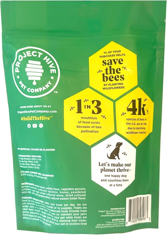 PROJECT HIVE ·PET COMPANY· Dental Chew Stick Treats for Large Dogs 12 oz. Ñ Healthy, Natural Peanut Butter Flavored, Natural, Vegetarian Chews, Made in The USA (Chew Sticks, Large Breeds)