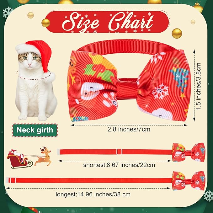 Sanwuta 100 Pcs Christmas Dog Bandanas Bulk and Charm Collar Bow Ties Set 50 Xmas Bandanas for Dogs 50 Xmas Doggie Collar Santa Snowflake Triangle Scarf Bowtie for Small Medium Large Pets