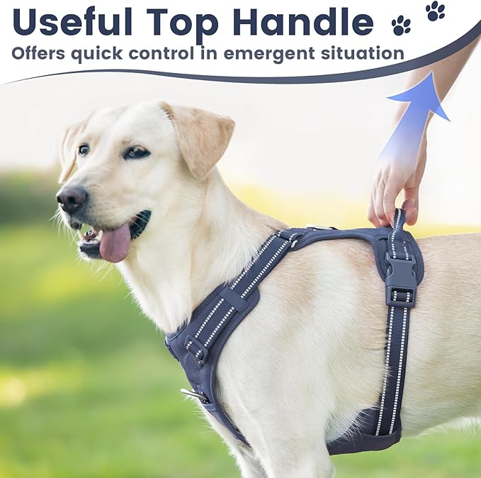 No Pull Dog Harness, Reflective Puppy Vest for Small Medium Large Sized Dog(Prussian Blue,L)