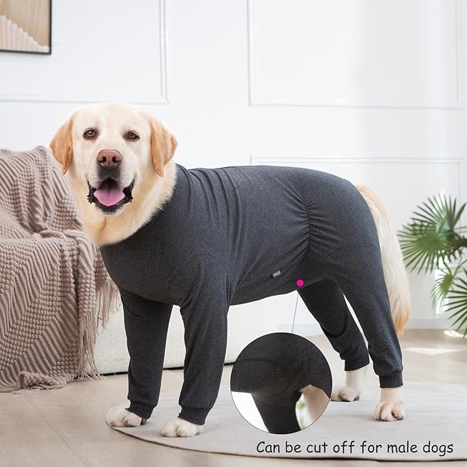 Yeapeeto Dog Onesie Surgery Recovery Suit for Large Medium Bodysuit Dogs Pajamas PJS Full Body for Shedding, Prevent Licking, Wound Protection, Cone Alternative(6XL,Dark Grey)