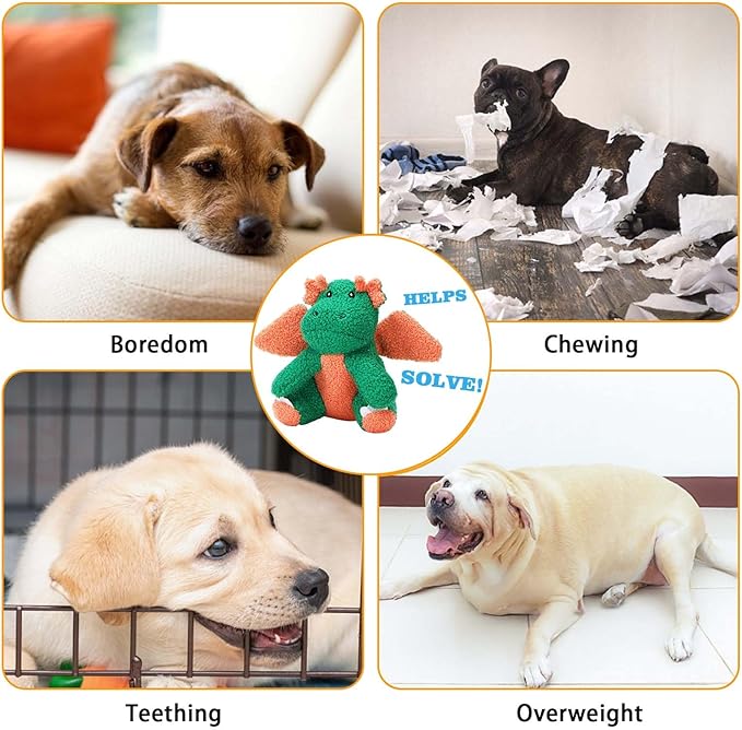 3-Layered Stuffed Dog Toys for Medium Large Dogs, Large Plush Squeaky Dog Toys to Keep Them Busy for Small Medium Large Breed, Cute Animals Puppy Teething Chew Toys - Dinosaur L