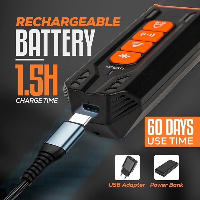 Dog Bark Deterrent Device to Stop Own or Neighbor’s Dog Barking, Biting & Fighting with Long Range – Rechargeable Ultrasonic Portable Anti Barking Device with 3X Sonic Emitters & Flash (Black)