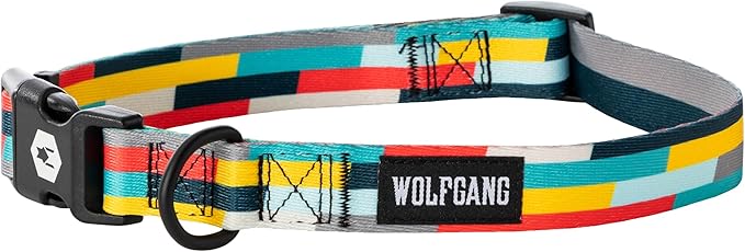 Wolfgang Heavy Duty Martingale Dog Collar with Quick Release Nylon Buckle for Walking & Training, Mixtape Print, Large