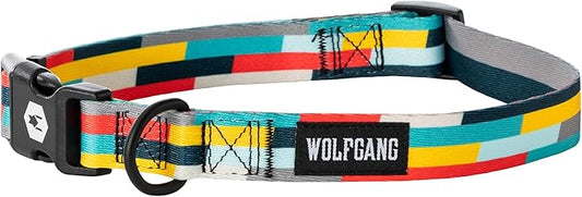 Wolfgang Heavy Duty Martingale Dog Collar with Quick Release Nylon Buckle for Walking & Training, Mixtape Print, Large