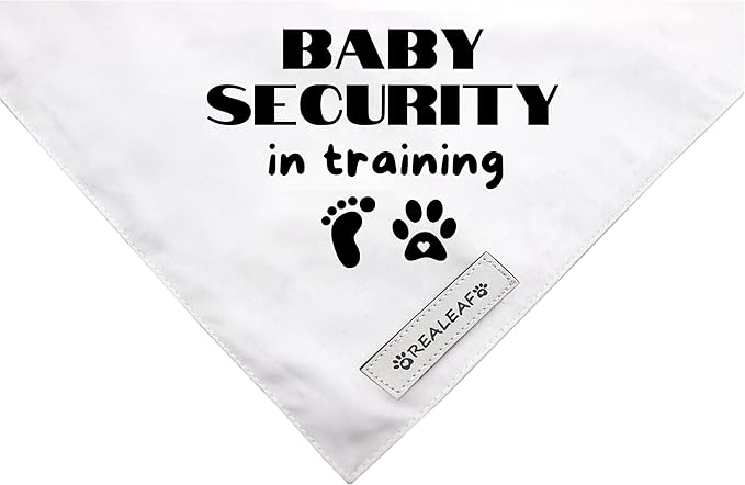 Realeaf Baby Security in Training Dog Bandanas Pet Scarf for Large and XLarge Dogs Pregnancy Announcement Pet Accessories Pregnancy Reveal Ideas (Baby Security in Training, X-Large)