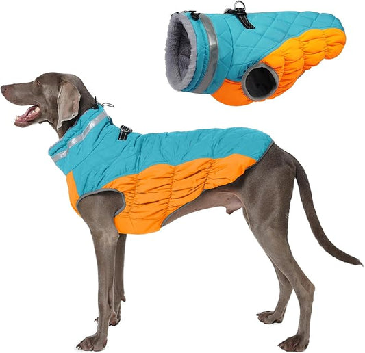 Warm Dog Coats For Large Dogs, Waterproof Dog Jacket With Harness, Zipper Clousure, Fleece Lining, Turtleneck, For Cold Weather Outdoor Walks, Pet Snowsuit For Beagle, Cocker Spaniel, Corgi- XL