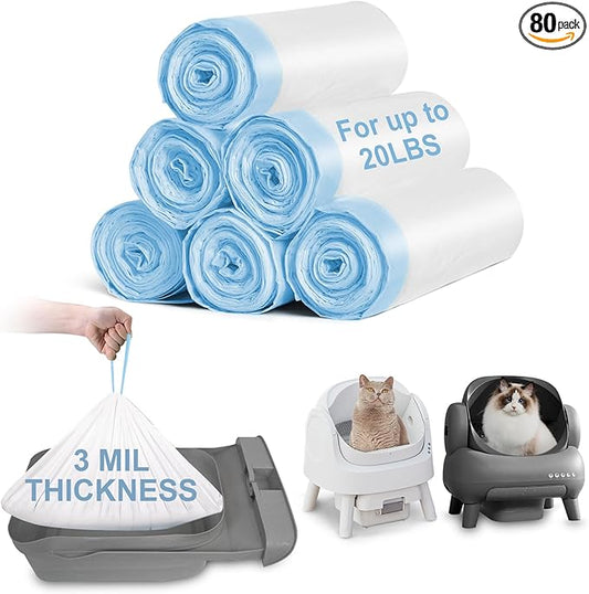 ELEGX 120 Count Litter Box Liners Bags, 3MIL Extra Thick Heavy Duty,27.1" x 12.9" Compatible with Neakasa M1, PetPivot AutoScooper 11 Open-Top Automatic Self-Cleaning Cat Litter Robot Box