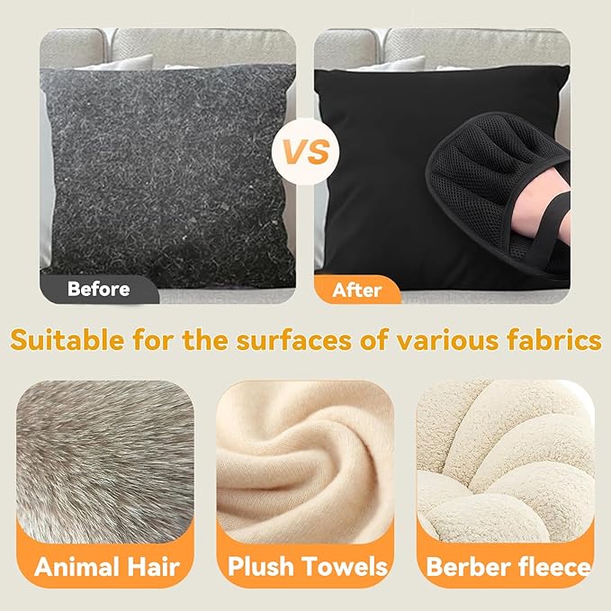 Pet Hair Removal Glove,Pet Hair Remover for Cat & Dog,New Upgraded Electrostatic Gloves Pet Hair,Reusable Electro Static Pet Hair Remover Electrostatic Gloves (2PC Blue+Orange)