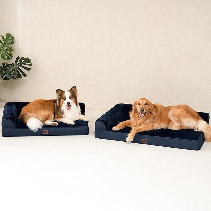 EHEYCIGA Memory Foam Dog Bed Medium Sized Dogs, Waterproof Dog Bed Orthopedic with Washable Removable Cover, Non-Slip Pet Bed Couch for Crate, 30x20x6 Inches, Navy Blue