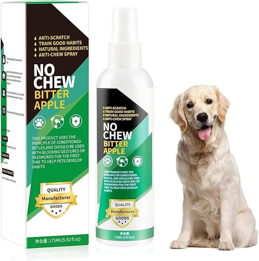 Bitter Apple Spray for Dogs to Stop Chewing, 175ML No Chew Spray for Dogs, Natural Dog Deterrent Spray for Pet Behavior Training, Indoor & Outdoor Safe, Alcohol Free/Non-Toxic/No Sting & No Smell