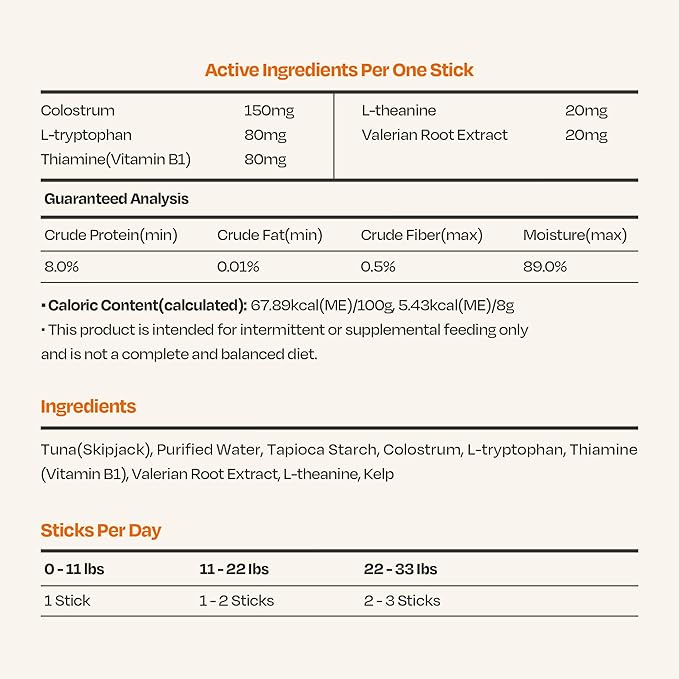 Easy Care Calming Supplement for Cats – All-in-One Support with Colostrum, 30 Sticks