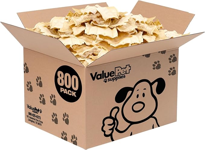 ValueBull USA Rawhide Chips, 800 Count Wholesale Pack - Natural & Safe, USA Beef Hide, Long Lasting, Chemical Free, No Artificial Flavors