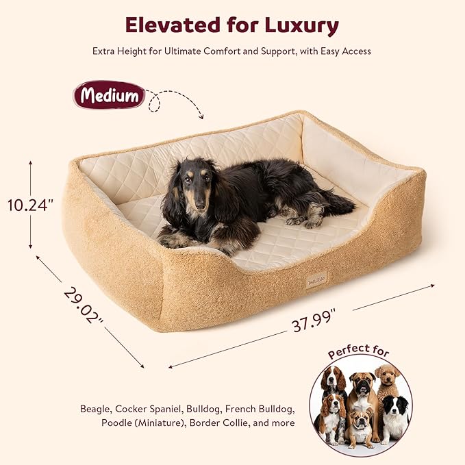 Orthopedic Dog Bed Medium Size Dog - Cooling Pet Bed w/Comfort Memory Foam, Indestructible & Waterproof Design, Non-Slip Bottom & Durable Zipper. Chew Proof Crate Mat w/Washable Cover & Pillow