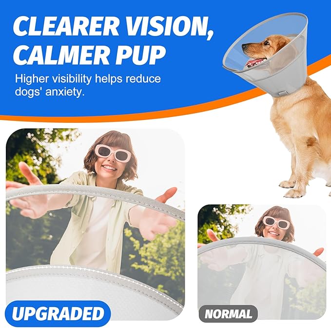 Dog Cone Collar with Soft Padding to Stop Licking, Elizabeth Recovery Collar After Surgery for Large Medium Small Dogs, Comfortable Pet Head Cone Alternative for Neutering Spay Injury