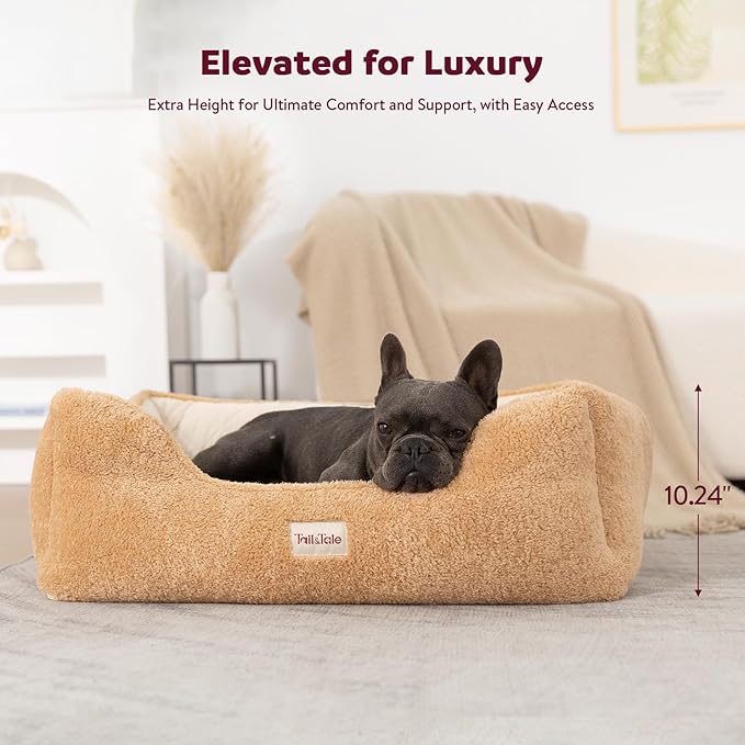 Cooling Orthopedic Dog Bed for Small Dogs, Puppies & Cats - Fluffy Comfort Pet Bed w/Memory Foam, Dog Pillow, Non-Slip Bottom & Durable Zipper. Crate Pad w/Chew Proof, Washable & Waterproof Cover