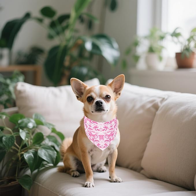 7 PCS Tie Dye Dog Bandanas for Small Dogs Stitching Edge Dog Bandanas for Puppy Doggy Print One Side Scarves Party Grooming S