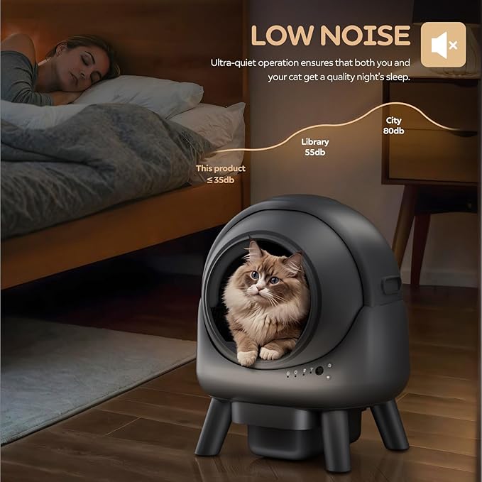 Self Cleaning Litter Box,Automatic Cat Litter Box for Multiple Cats,Robot with APP Control,Smart Dual Safety Protection,Odor-Free Waste Disposal Includes Trash Bags,Grey S20