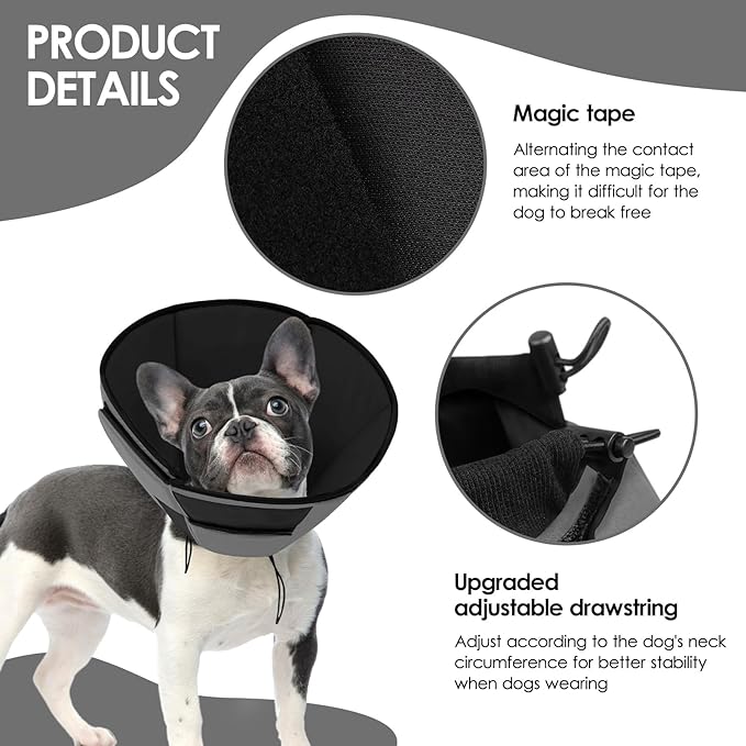 Dog Cones for Large Dogs, Soft Cone for Dogs to Stop Licking, Breathable Pet Surgery Collar Cone for Extra-Large Pets, Grey XL
