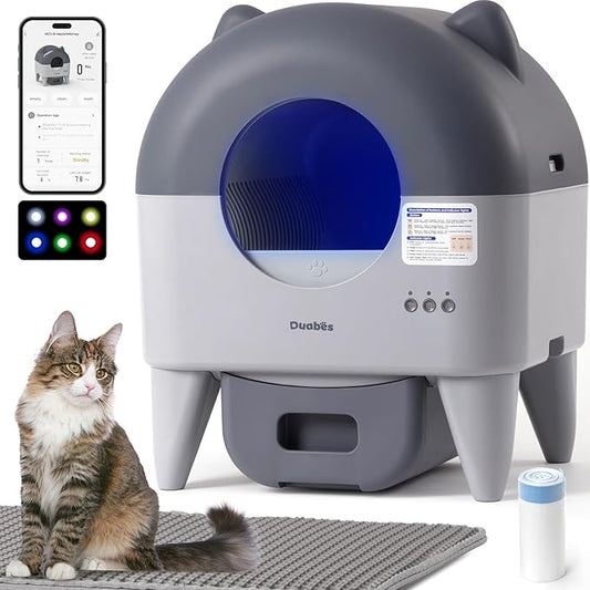 Self Cleaning Litter Box Automatic: Extra Large Self-Cleaning for Multiple Cats - APP-Controlled with Smart Sensors - Odor-Free - Safety Protection - Low Noise with Anti-Track Litter Mat