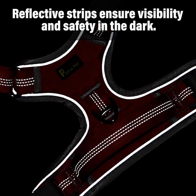 Plutus Pet No Pull Dog Harness, Release at Neck, Reflective Adjustable Dog Vest Harness, Easy Control Handle for Walking, for Small Medium Large Dogs, Red, L