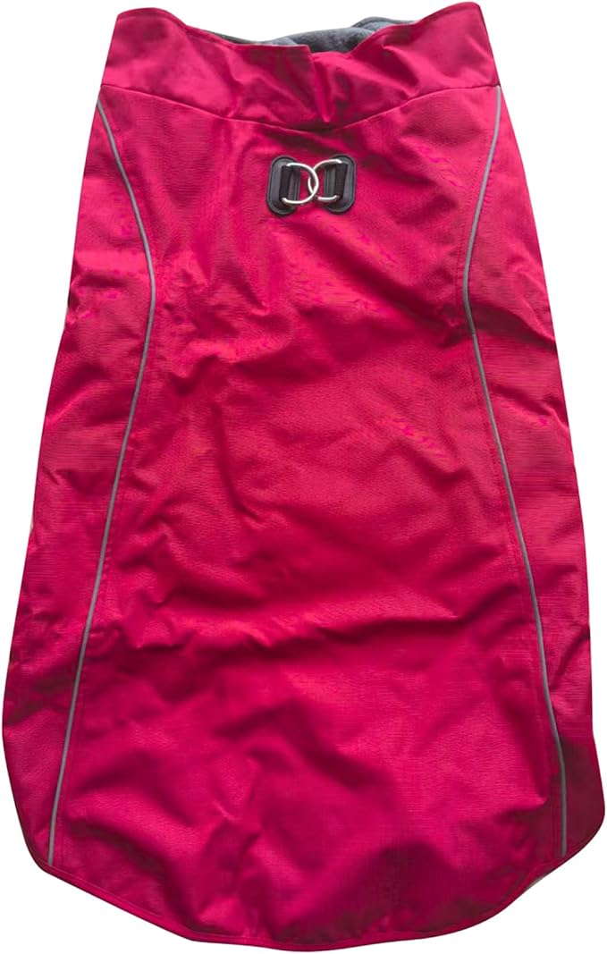 Outdoor Waterproof Dog Jacket for Extra Large Dogs,Doggie Coats with Harness Buitl in D-Ring Warm Fleece Dog Clothes for Cold Winter,Red 4XL