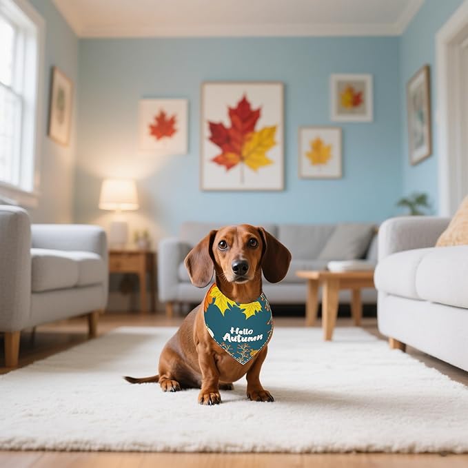 7 Pcs Fall Dog Bandanas for Small Medium Dogs Breed 25 Inch Autumn Dog Bandana Adjustable Large Hemming Seam Edge Scarves Grooming M