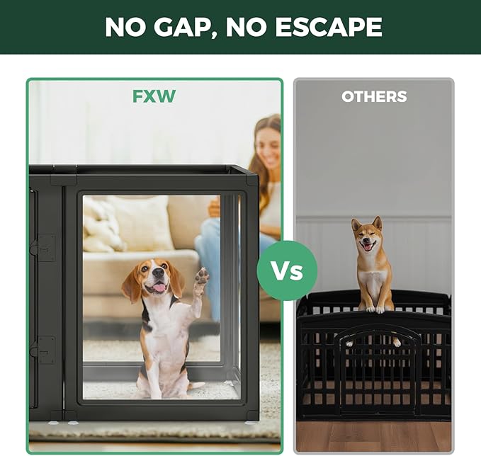 FXW AuraSpace Acrylic Indoor Dog Playpen for Medium Dogs, 35 Inch, 16 Panels, Black