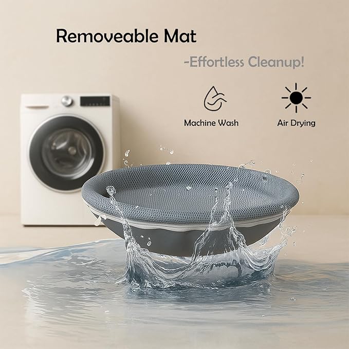 Cat Desk Bed - 360° Rotating & Height Adjustable, Cat Bed for Desk with Hammock, Sturdy Cats Bed for Desk with Removable Washable Cover, Supports Up to 50lbs, Perfect for Indoor Cats, Grey