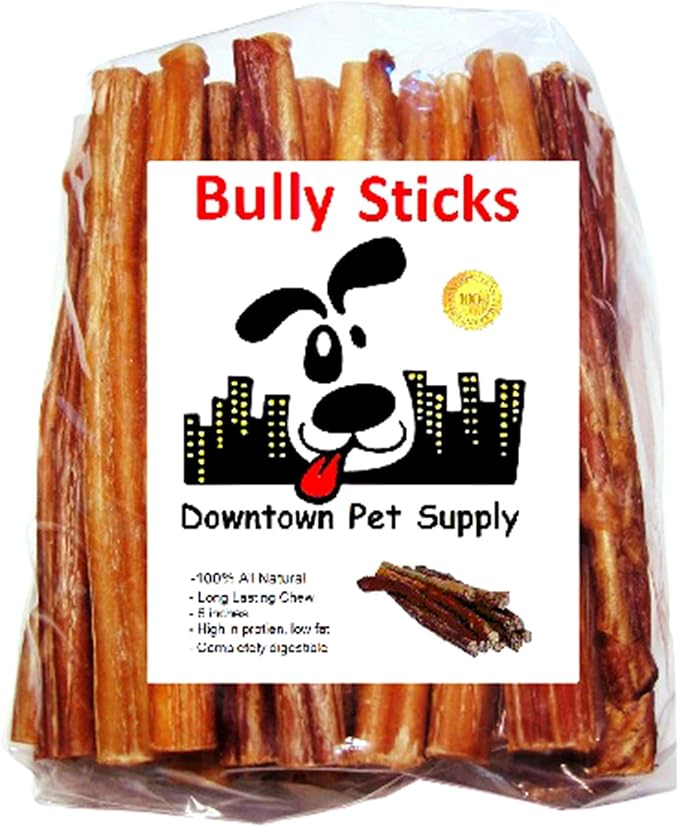 Downtown Pet Supply 6-inch Bully Sticks for Dogs, Pack of 10 - Single Ingredient, Nutrient-Rich and Odor Free Bully Sticks for Dogs - Rawhide Free Dog Chews Long Lasting and Non-Splintering