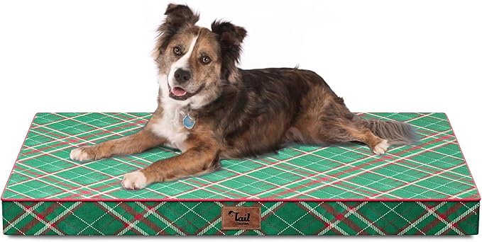 Orthopedic Dog Bed for Large Dogs, Big Waterproof Dog Bed Washable Pet Bed for Large Sized Dogs with Egg Crate Foam Pet Bed Mat, Removable Oxford Cooling Cover, Plaid