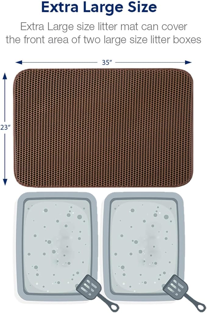 WePet Cat Litter Mat, Kitty Litter Trapping Mat, Honeycomb Double Layer Mats, No Phthalate, Urine Waterproof, Easy Clean, Scatter Control, Catcher Litter Tray Box Rug Carpet