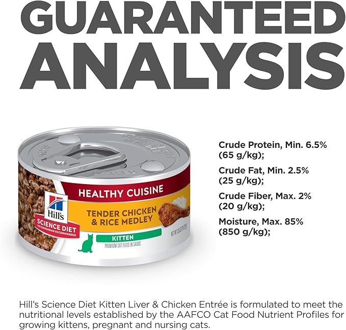 Hill's Science Diet Healthy Cuisine, Kitten, Great Taste, Wet Cat Food, Chicken & Rice Stew, 2.8 oz Can, Case of 24