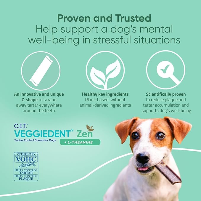 Virbac C.E.T. VEGGIEDENT Zen Tartar Control Chews for Dogs - Extra Small