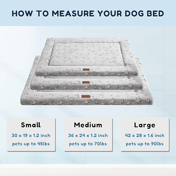 WESTERN HOME Dog Bed for Crate, High Resilience Foam Dog Crate Mat Kennel Pad with Soft Wavy Plush Comfortable Anti-Slip Washable Bed for Large Medium Small Dogs & Cats