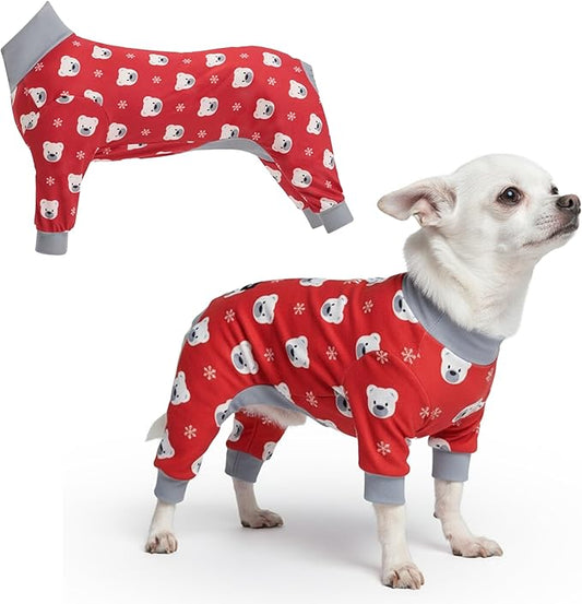 Spark Paws Dog Christmas Pajama, Dog Recovery Suit Male, Onesie, Ultra-Soft and 4-Way Stretch, for Small Medium and Large Breeds - Polar Bear - S