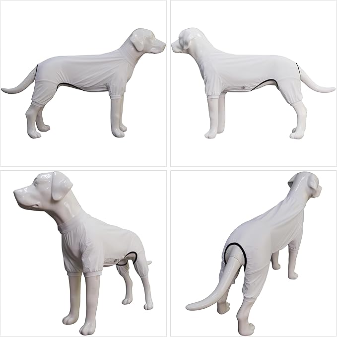 LoveLongLong Dog Jumpsuit with UV Protection and Quick-Dry Fabric for Spring Summer Pet Pajamas White 2XL